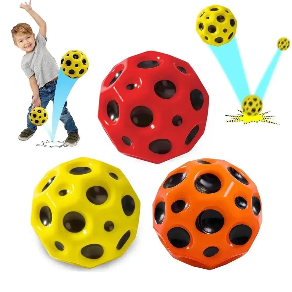 Moon Ball Toy Bounces 30m High Multicolor Rubber