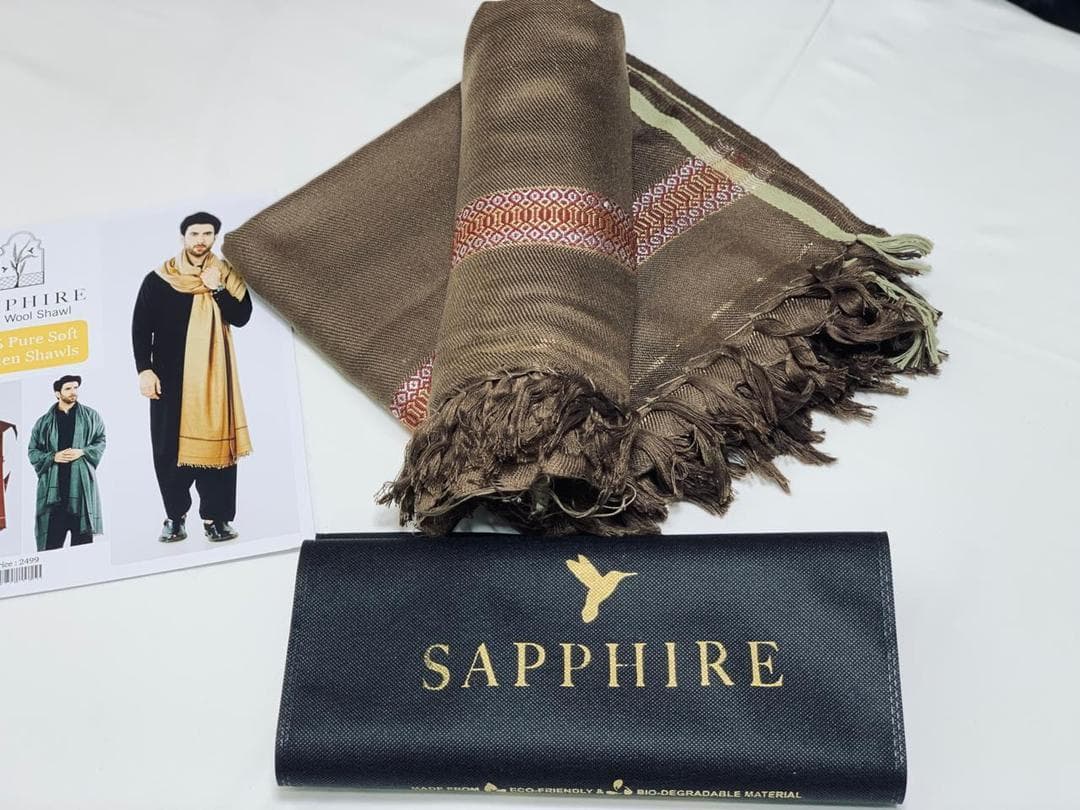 Premium Wool Shawl Brown 2.5 Gaz for Men