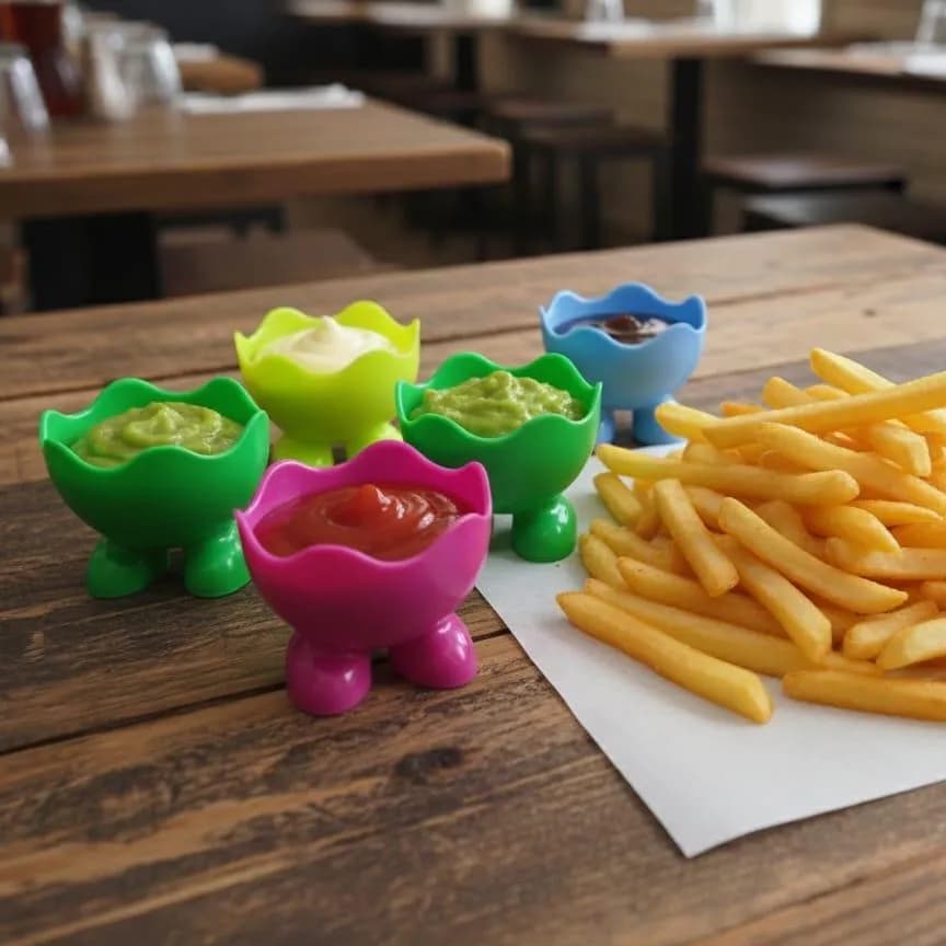 Flower Shape Sauce Dip Bowl Set 3Pcs ABS Plastic Random Colors