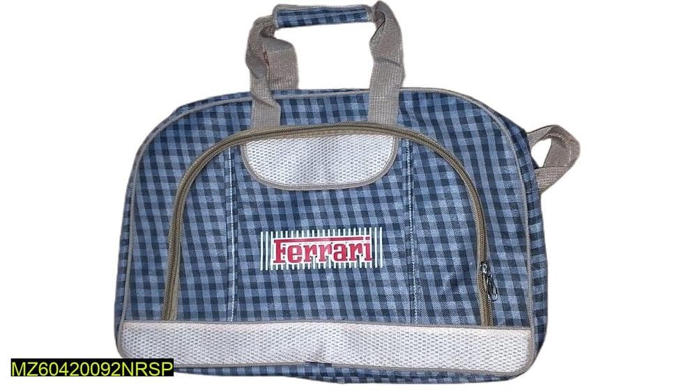 Large Capacity Duffle Bag Blue Plaid Red Bull Logo
