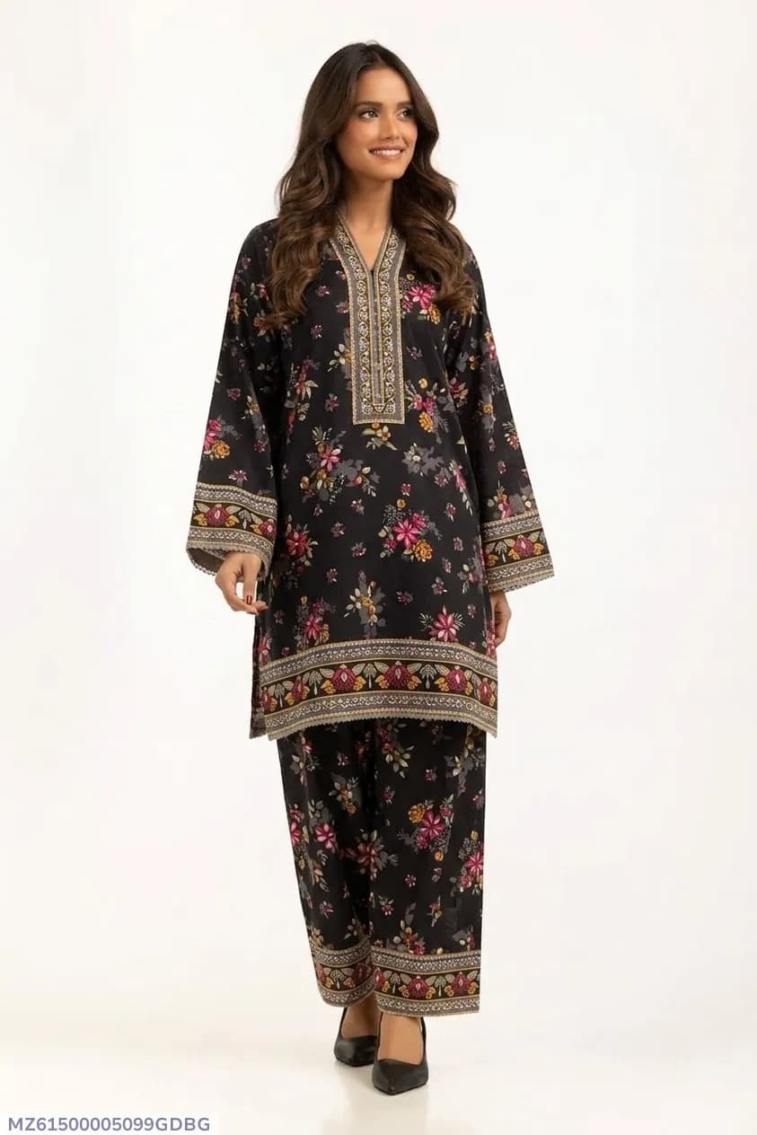 Women Black Printed 2-Piece Suit Bakra Eid