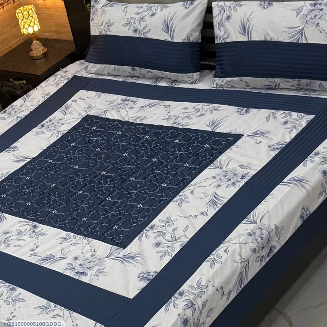 3 Pcs Cotton Sotton Patchwork Double Bedsheet
