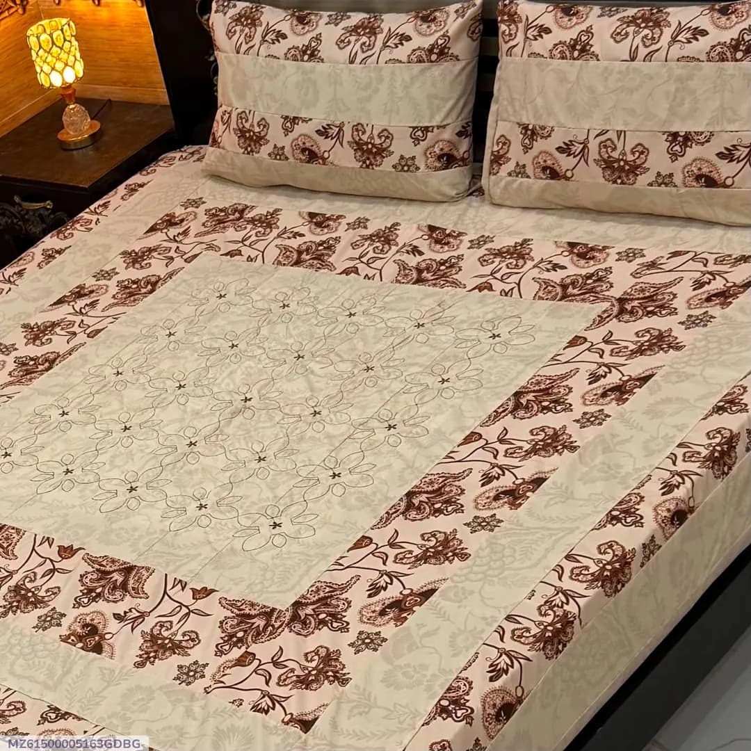 3 Pcs Cotton Patchwork Double Bedsheet