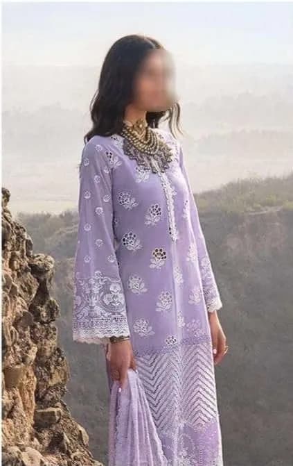 3 Pcs Women's Unstitched Chikankari Embroidered Suit