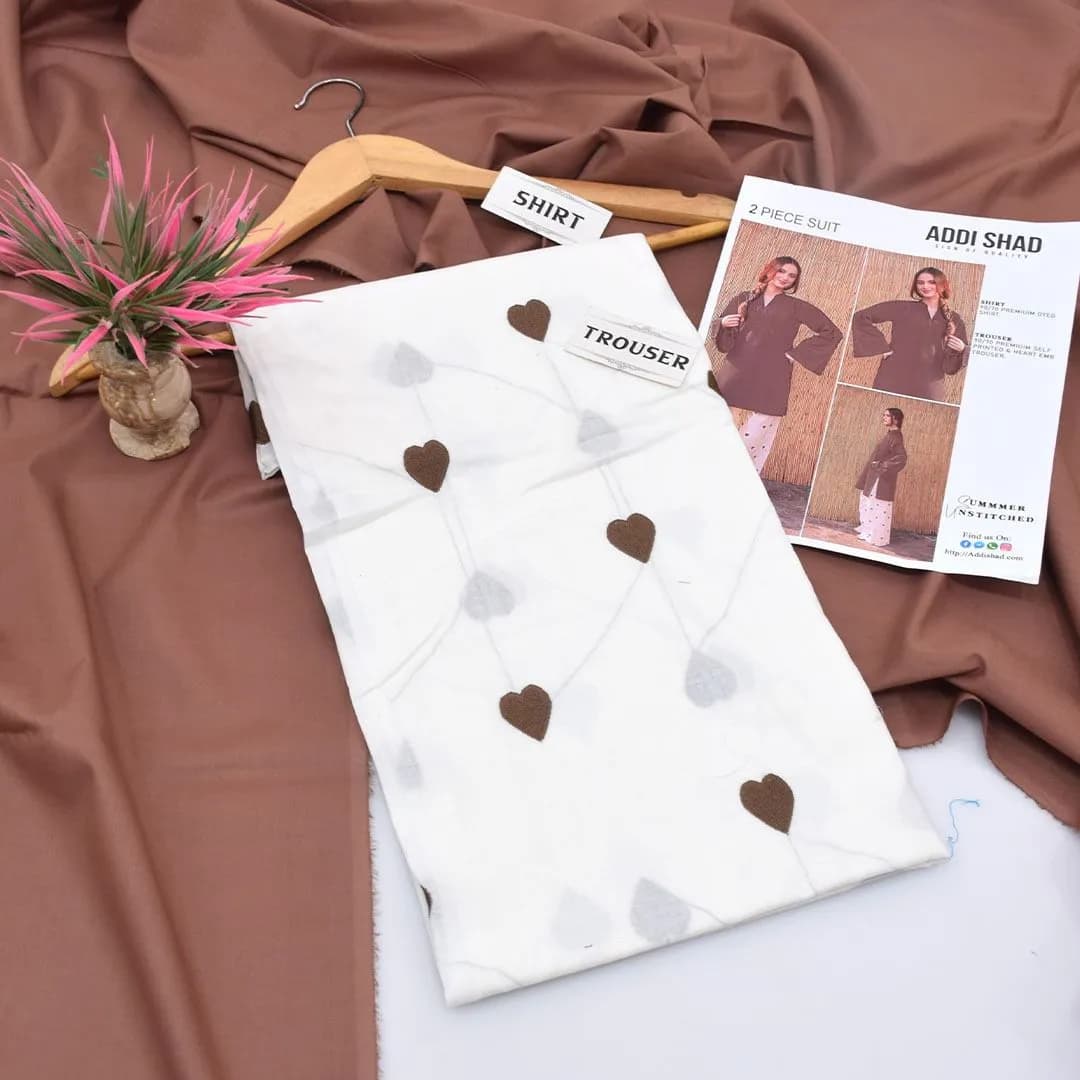2 Piece Suit Addi Shah Unstitched Brown White