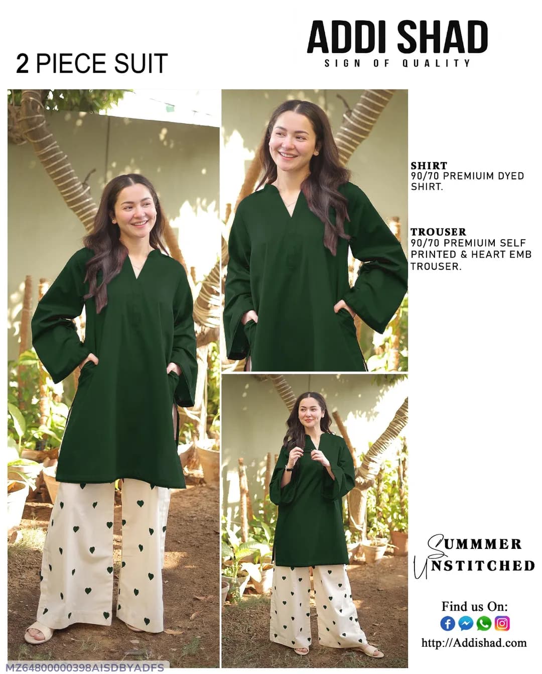 Addi Shah 2 Piece Suit Green Unstitched Summer