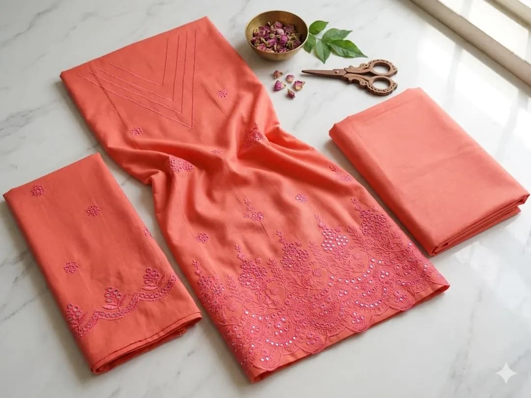 2 Pcs Women's Unstitched Embroidered Suit