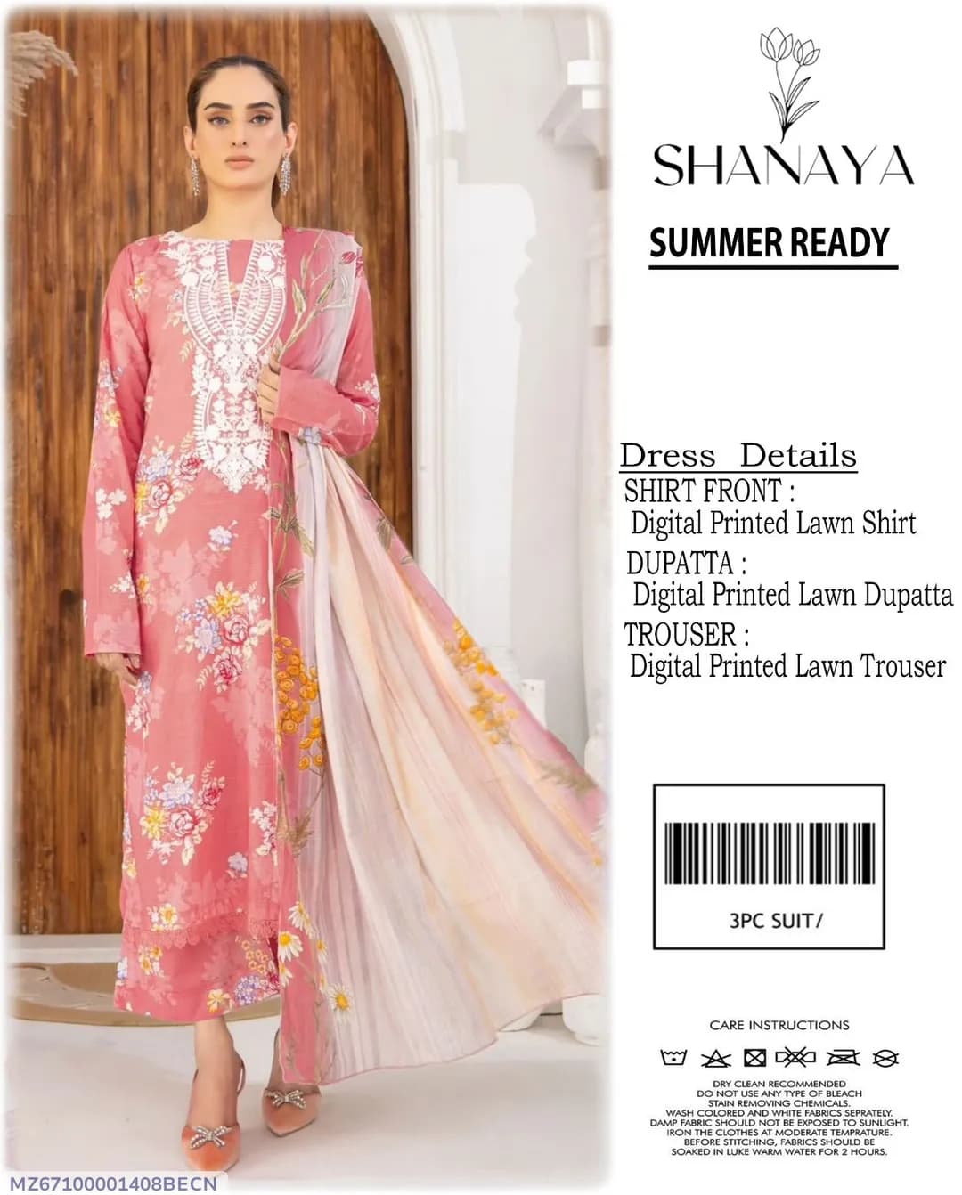 3 Pcs Women's Unstitched Digital Print Suit