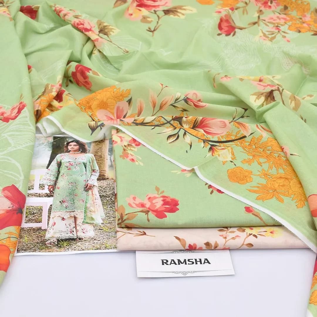 3 Pcs Women's Unstitched Digital Print Suit