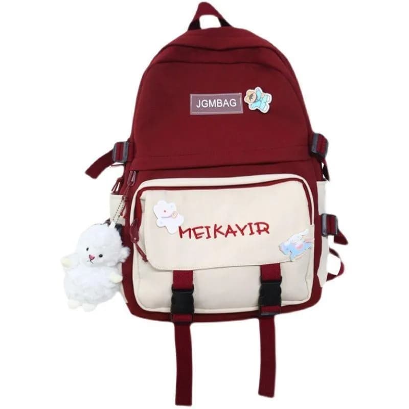 Me KaviR Red Embroidered Backpack for Students Office Goers