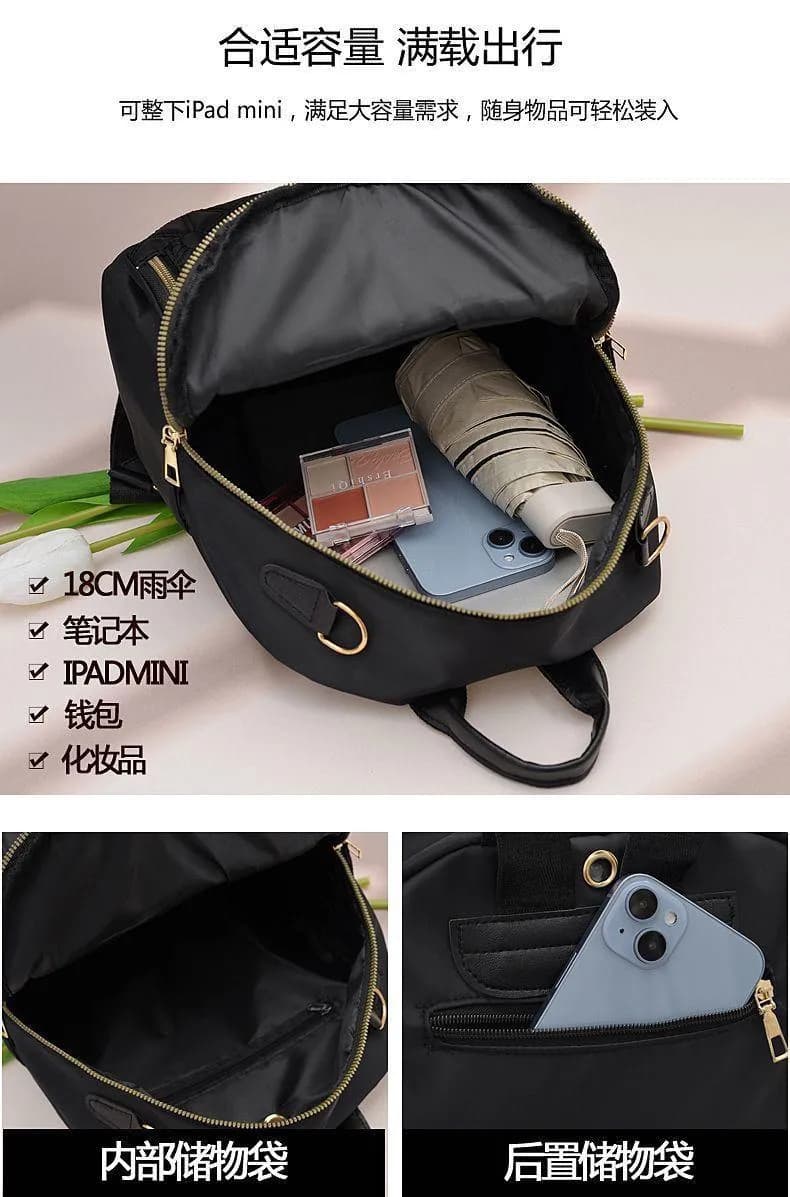 Black Nylon Multipurpose Backpack 16"