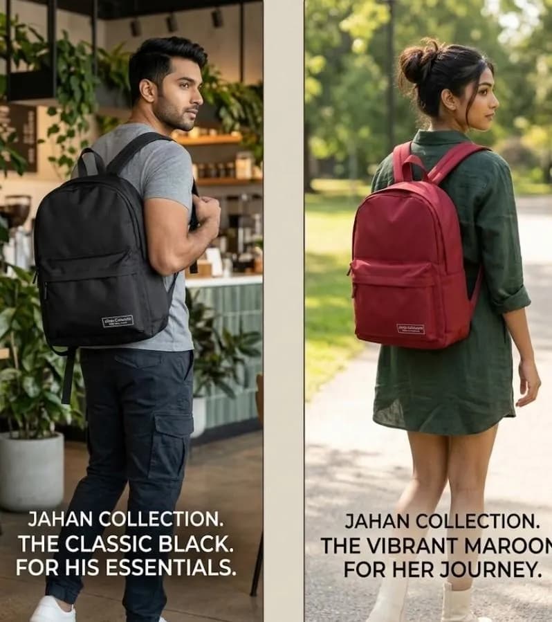 Jahan Collection Classic Black Backpack for Men Women