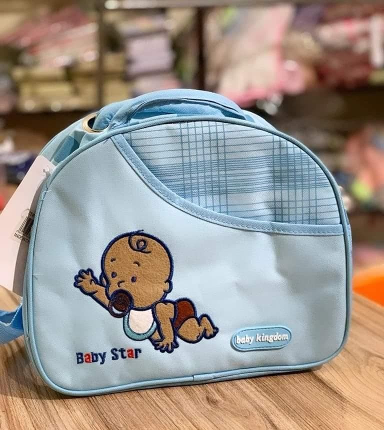 Stylish Blue Baby Bag with Embroidery for Daily Use