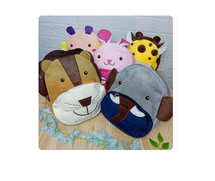 Elephant Themed Backpack for Kids Blue Gray PU Material