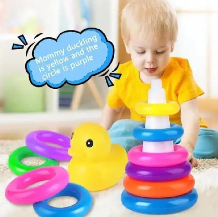 Yellow Duck Bath Toy with 12 Color Rings