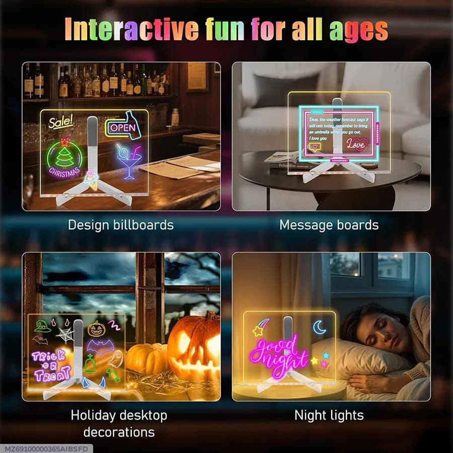 DIY LED Writing Board Neon Glow for Home & Office