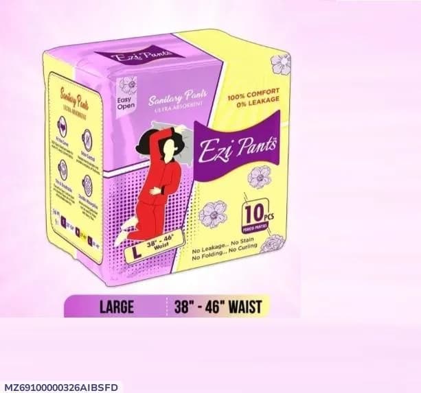 Ezi Ultra Absorbent Sanitary Pants Pack of 10 for Women Size L