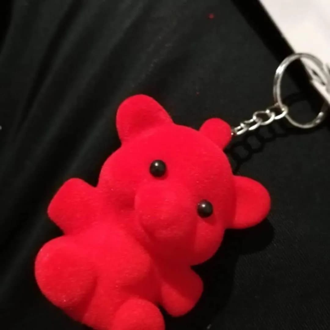 Red Teddy Bear Keychains 2 Pcs ABS Plastic