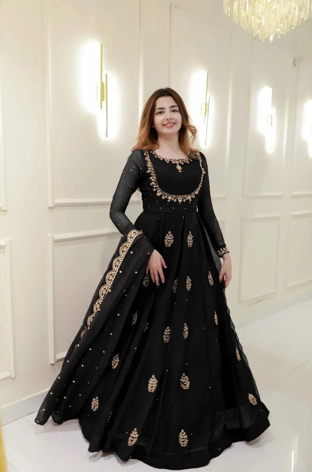 Black Embroidered Lehenga Set for Women