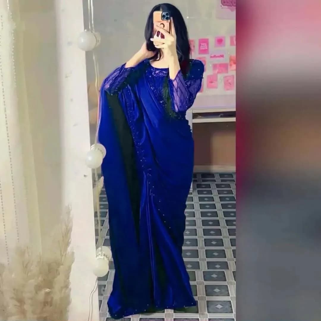 Royal Blue Embroidered Maxi Suit for Women