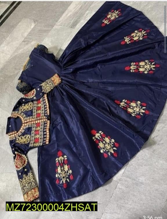Royal Blue Katan Silk 3-Piece Embroidered Maxi Set