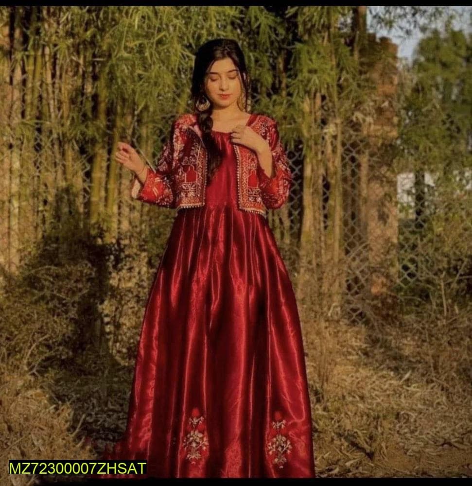 Red Katan Silk 3-Piece Wedding Set with Embroidery