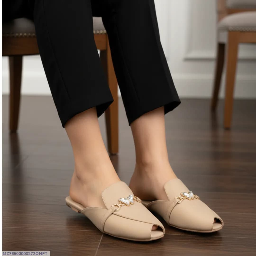 Fancy Women's Velvet Mules Off White Size 36-41