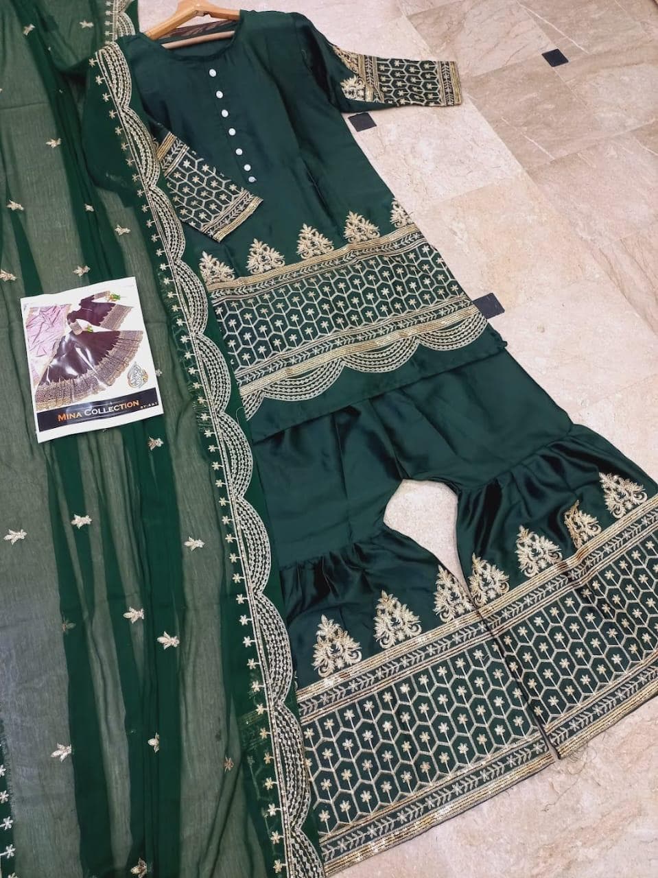 Green Silk Mehndi Suit for Women Wedding Party Wear
