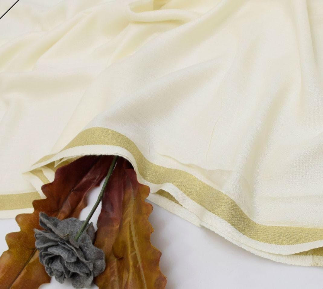 Pashmina Wool Shawl Off White 2.5 Gazz
