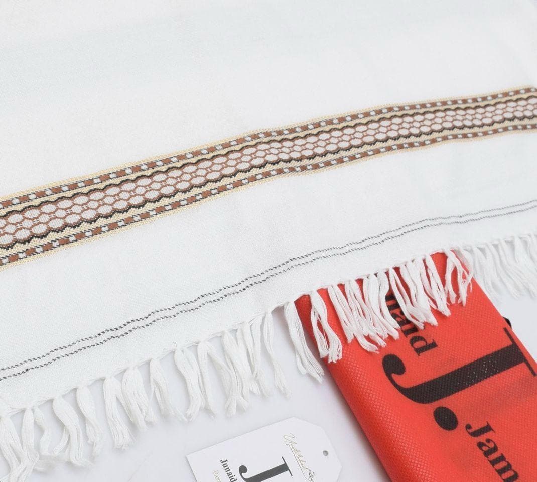 White Embroidered Wool Shawl for Women Winter Warmth