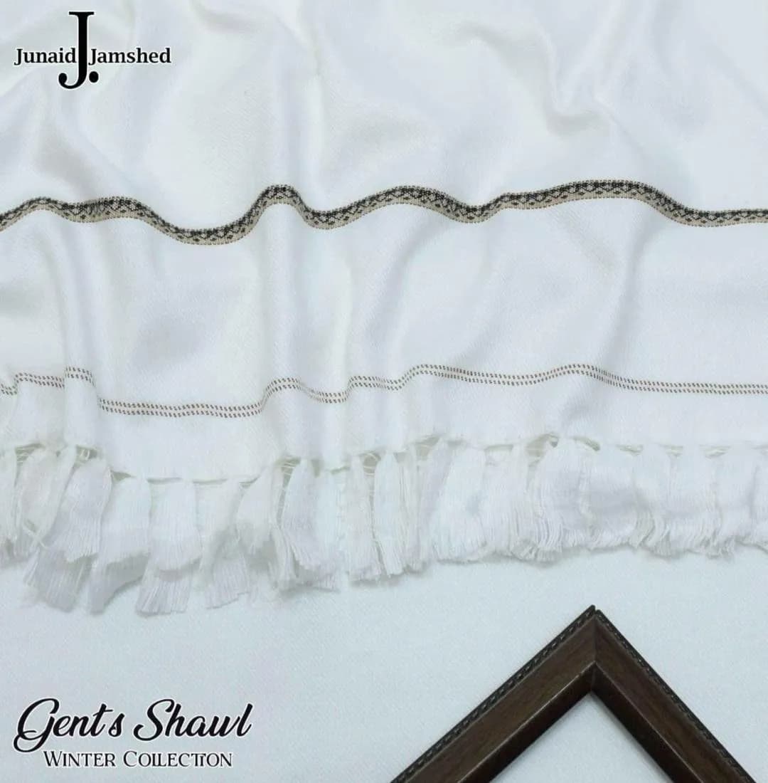 Men's White Wool Shawl for Winter Warmth