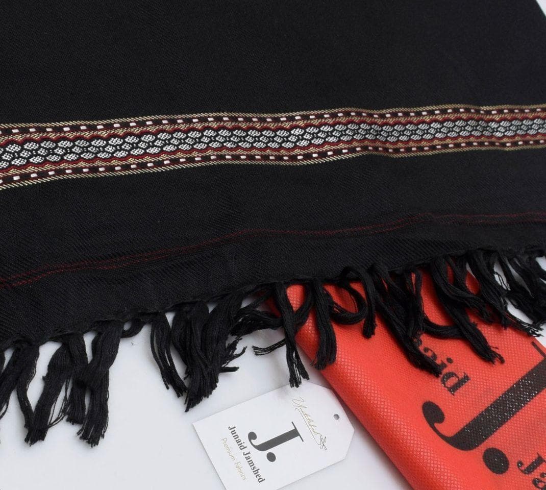 Black Embroidered Wool Shawl for Men Winter Warm