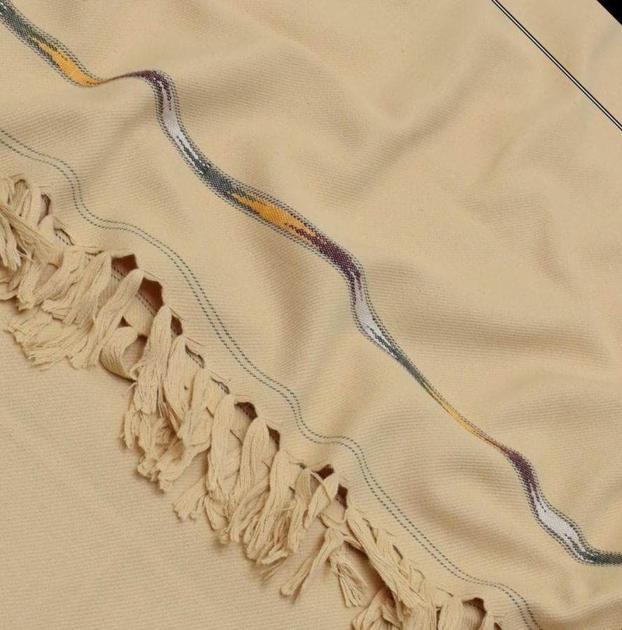 Beige Embroidered Wool Shawl for Men Winter