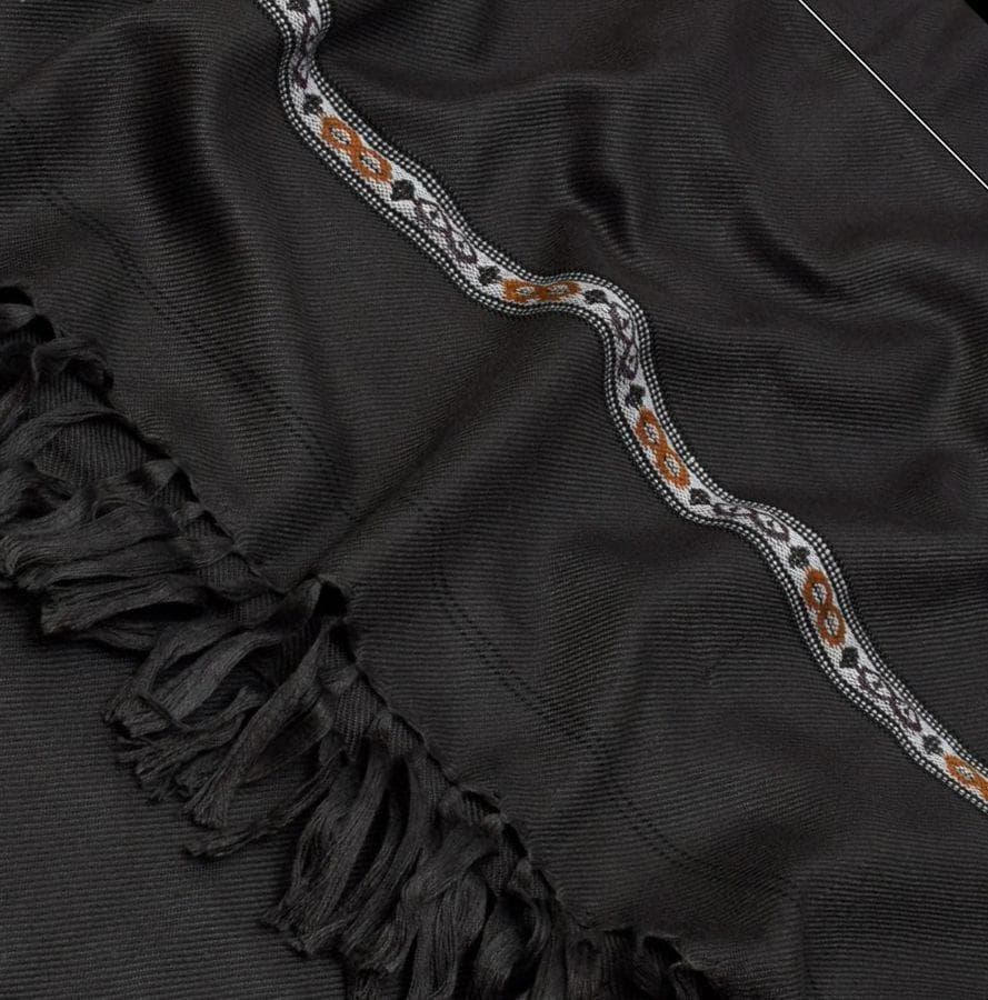 Black Embroidered Wool Shawl for Winter & Formal Wear