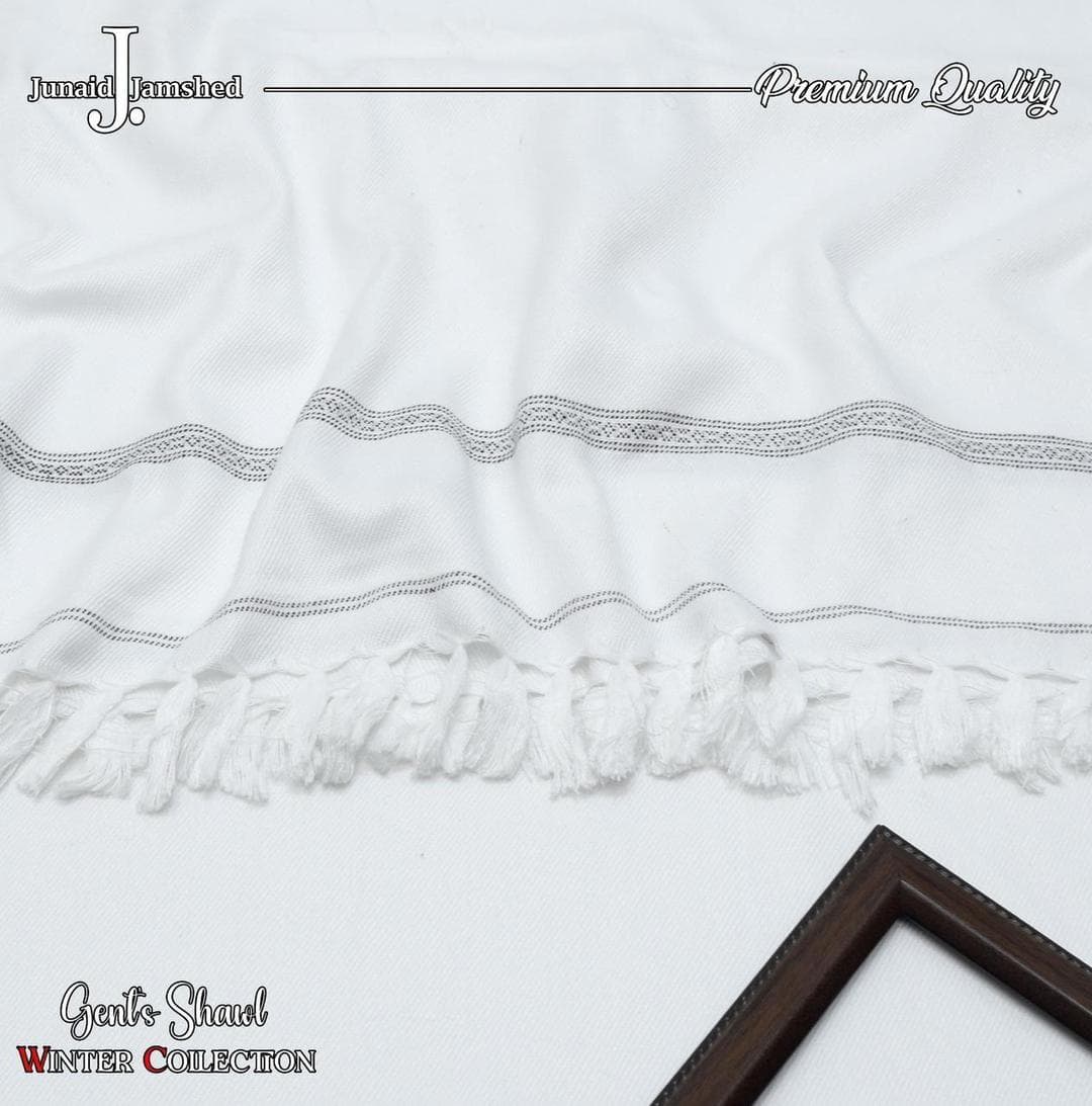 White Embroidered Wool Shawl for Men Winter Formal Wear