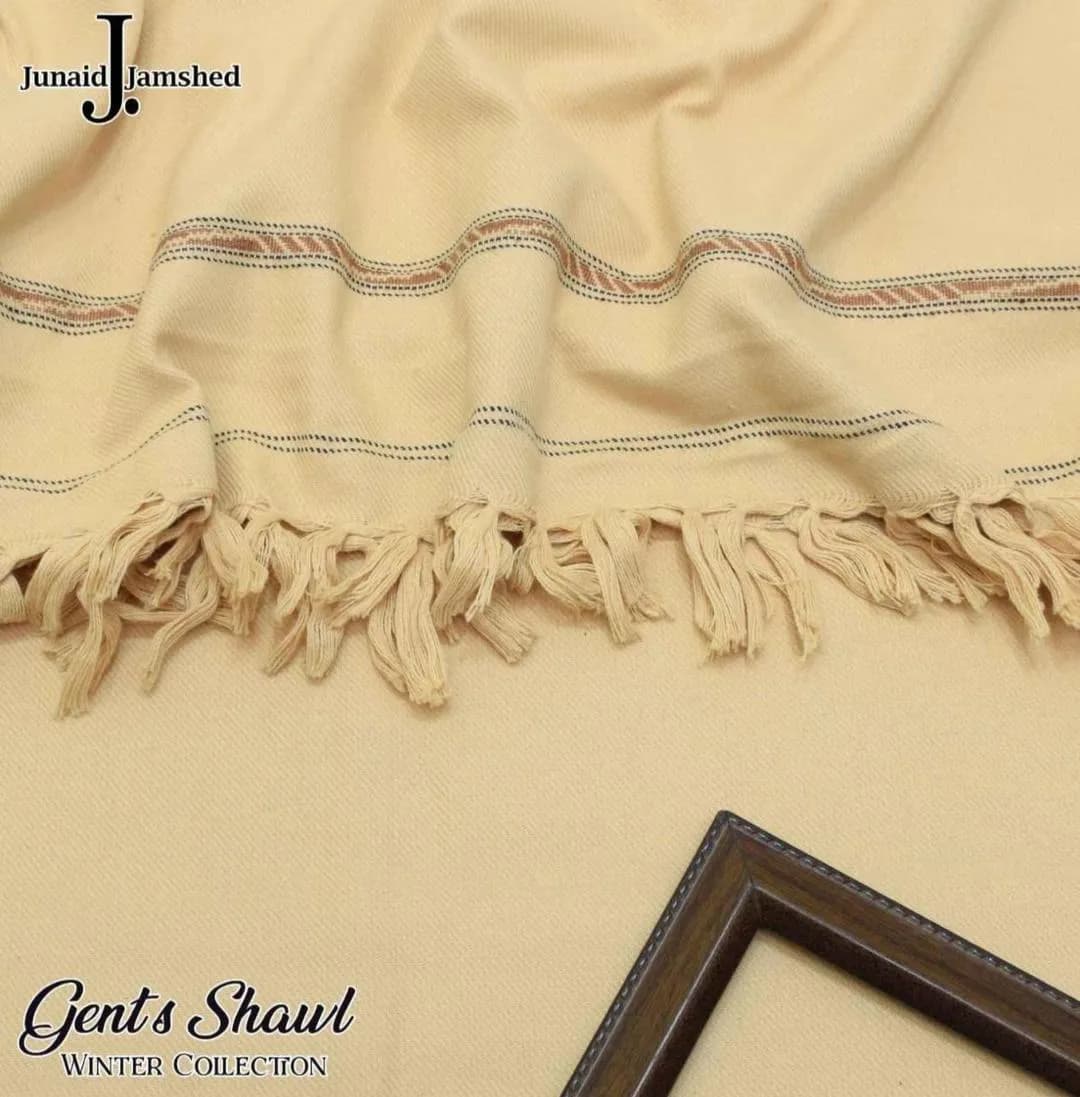 Junaid Jamshed Men's Wool Shawl Skin Beige Pashmina