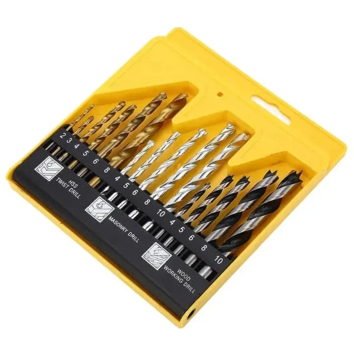 16Pcs Stainless Steel Drill Set 10mm Golden Black