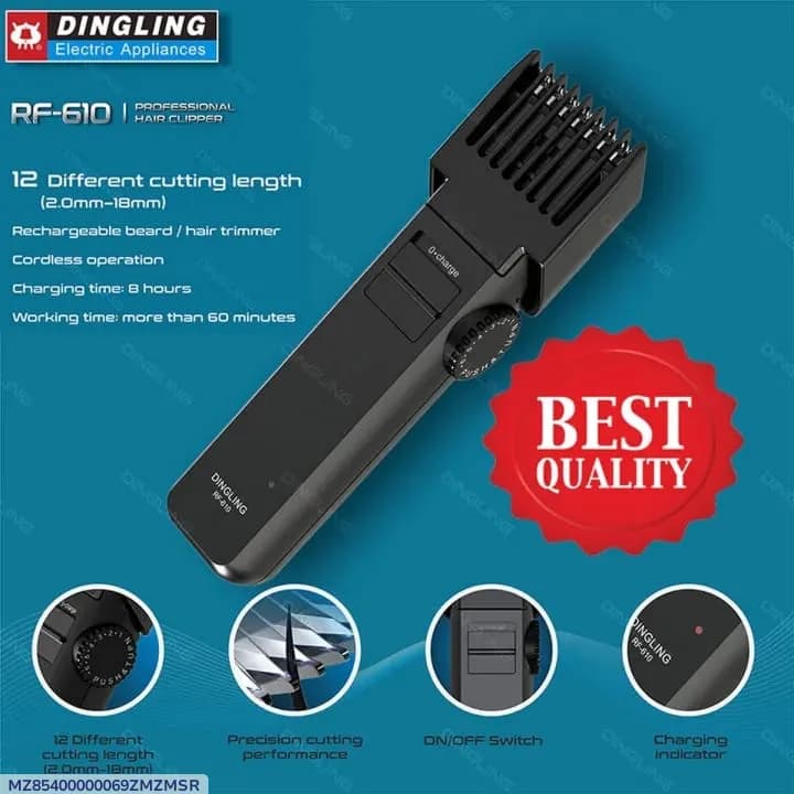 Rechargeable Men's Hair Trimmer RF-610 Black 2mm-18mm