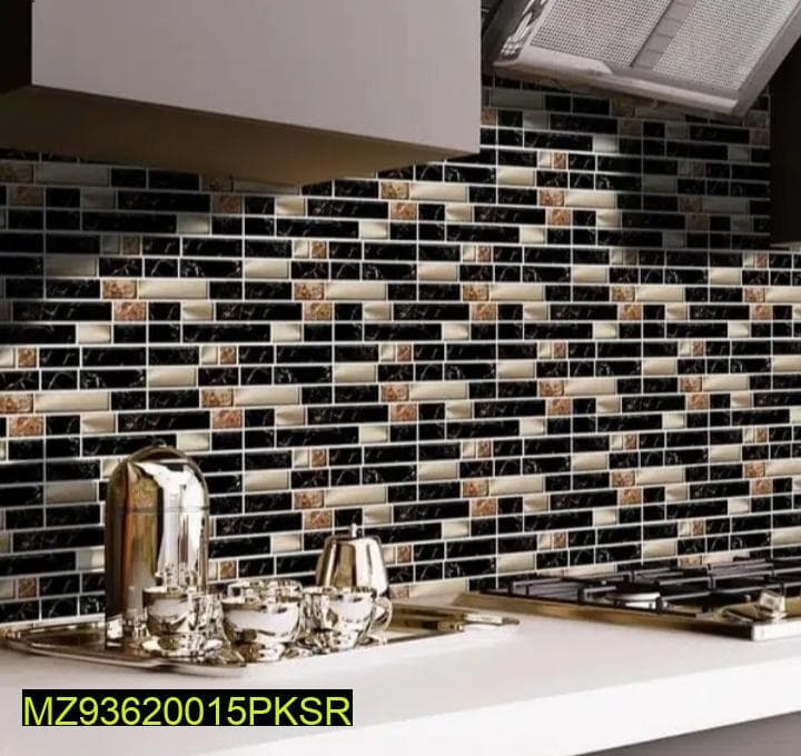 50 Pcs Self-Adhesive Marble Wall Stickers Black Gold