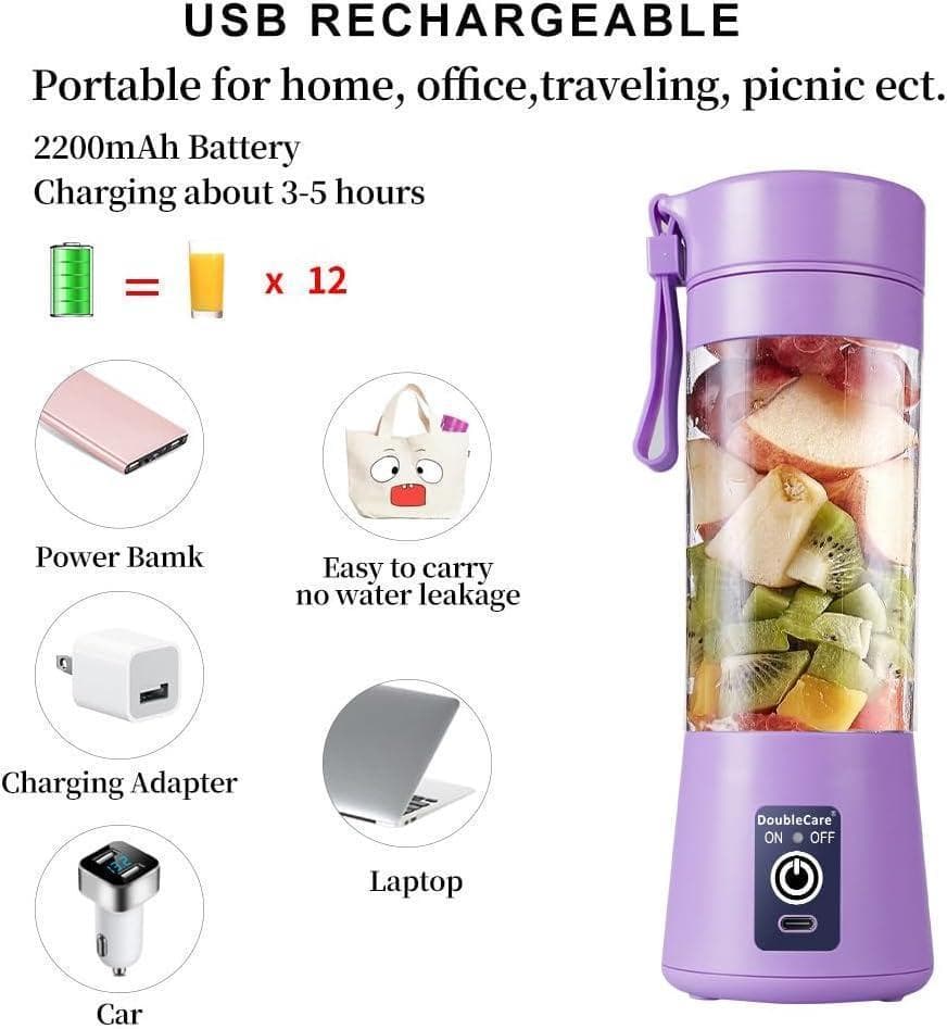 Portable Rechargeable Juicer Purple ABS Kitchen Helper