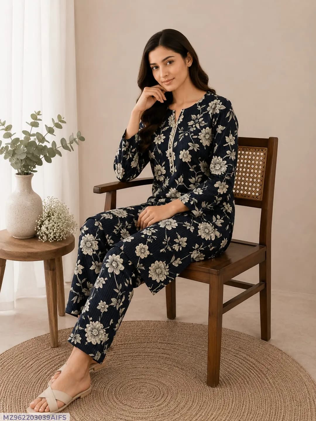 Black Printed 2-Piece Polo Cotton Jumpsuit Set