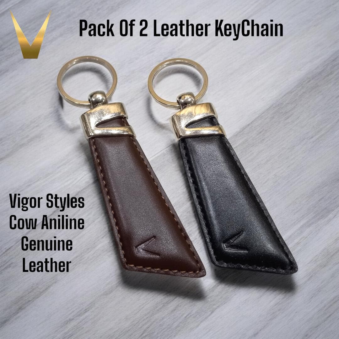 Pack Of 2 Leather KeyChain Brown Black