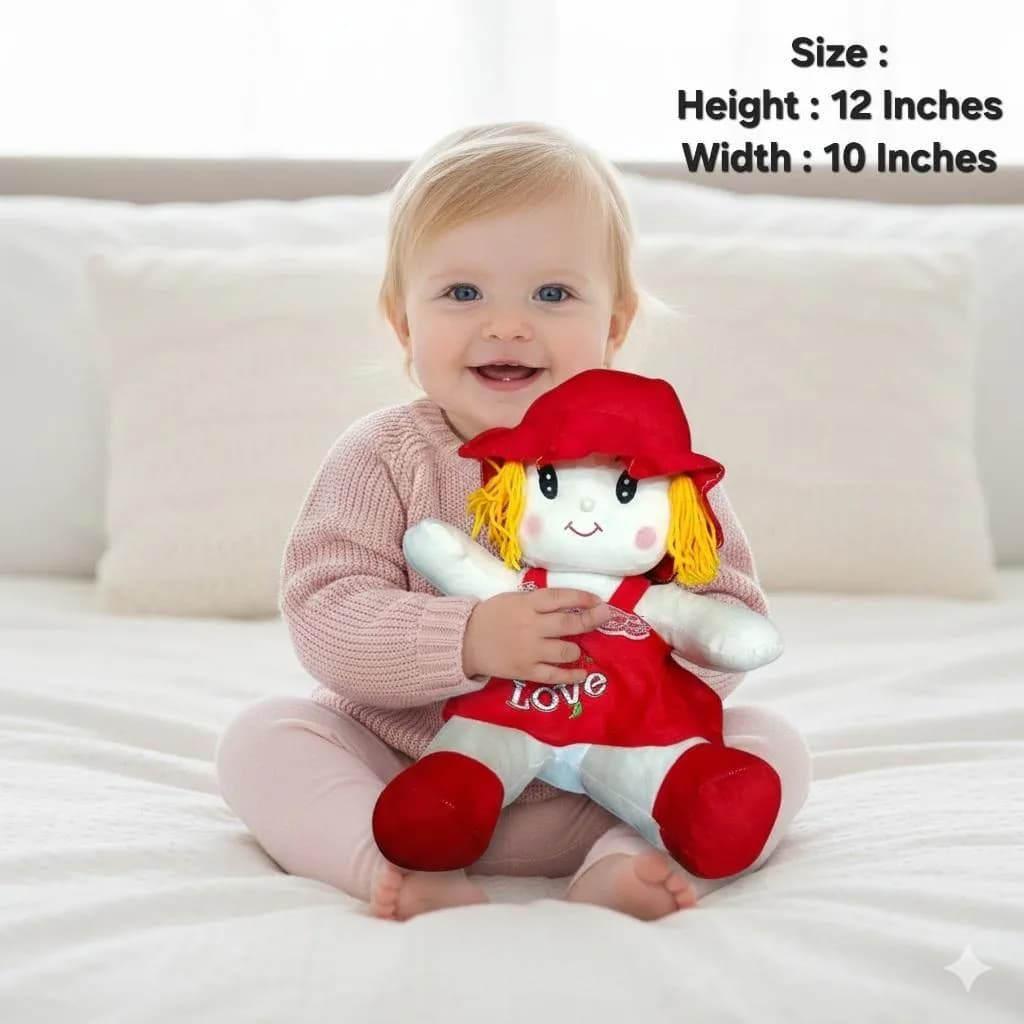 Red Doll Toy for Kids, 12x10 Inches, Soft Plush