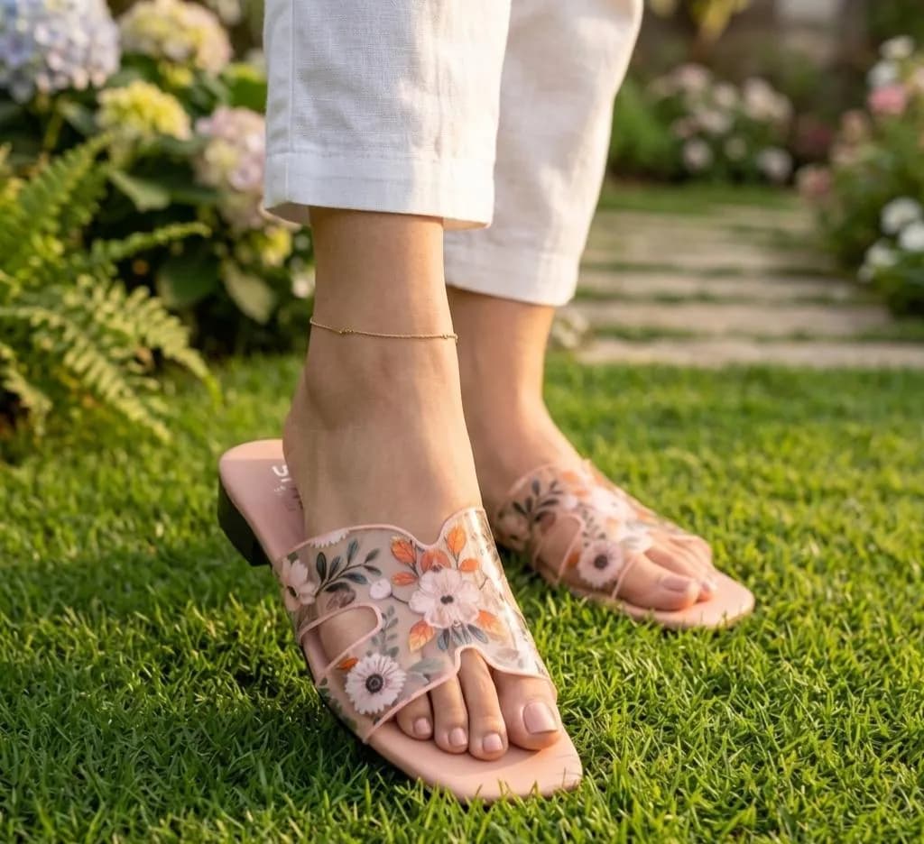 Women Floral Heel Sandals Outfit