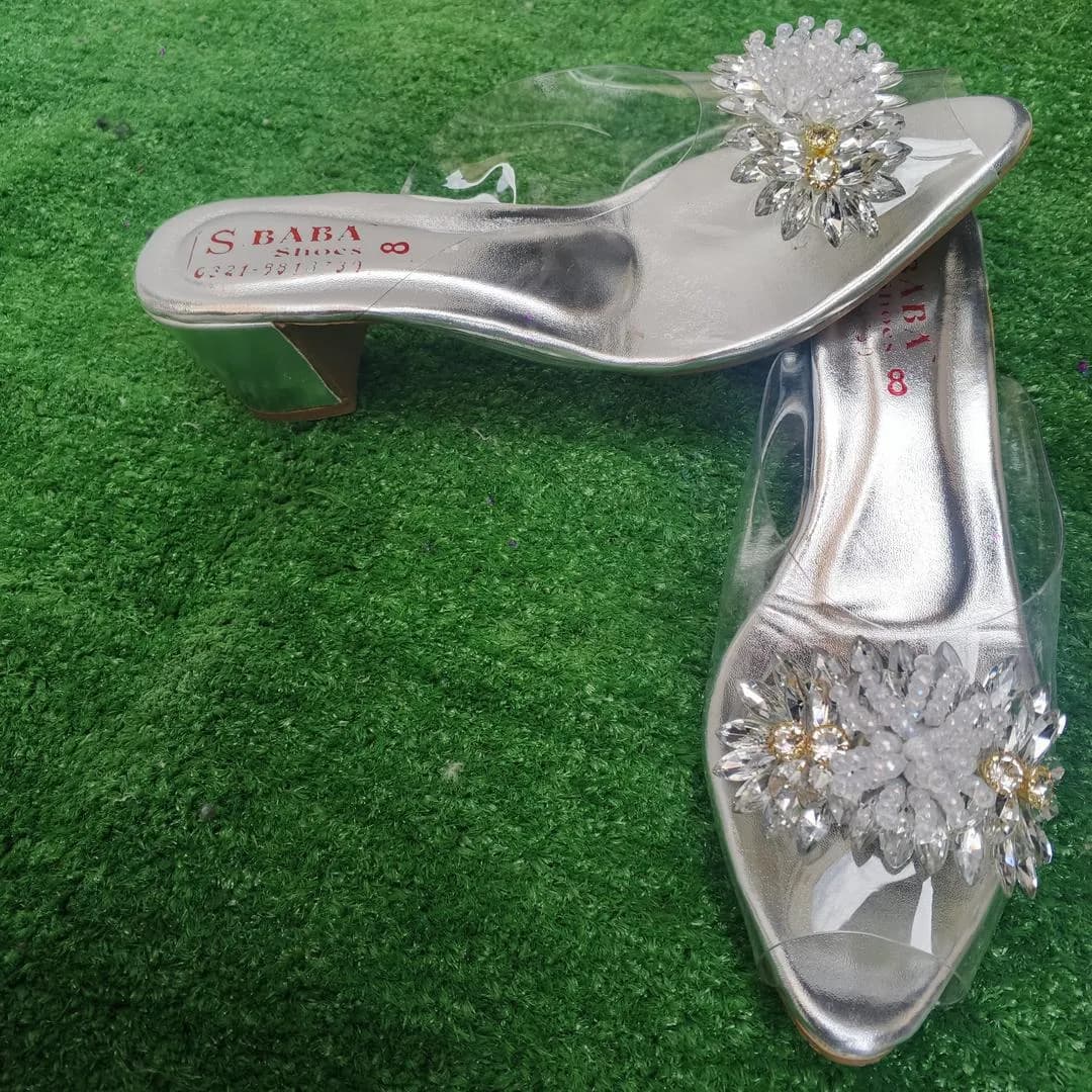 Transparent Floral Heel Slippers for Women