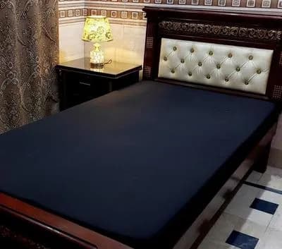 Premium Waterproof Terry Cotton Mattress Cover Black Single Bed