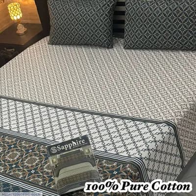 100% Pure Cotton Double Bedsheet Set Off White