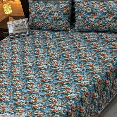 Vibrant 3 Pcs 7D Digital Micro Cotton Printed Double Bedsheet