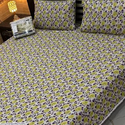 Vibrant 3 Pcs 7D Digital Micro Cotton Printed Double Bedsheet