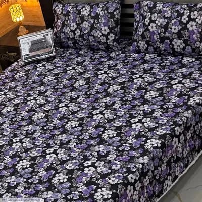 Vibrant 3 Pcs 7D Digital Micro Cotton Printed Double Bedsheet